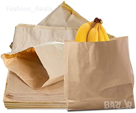 Нови 100 броя торбички от крафт хартия за храна опаковане хранителни стоки, снимка 1