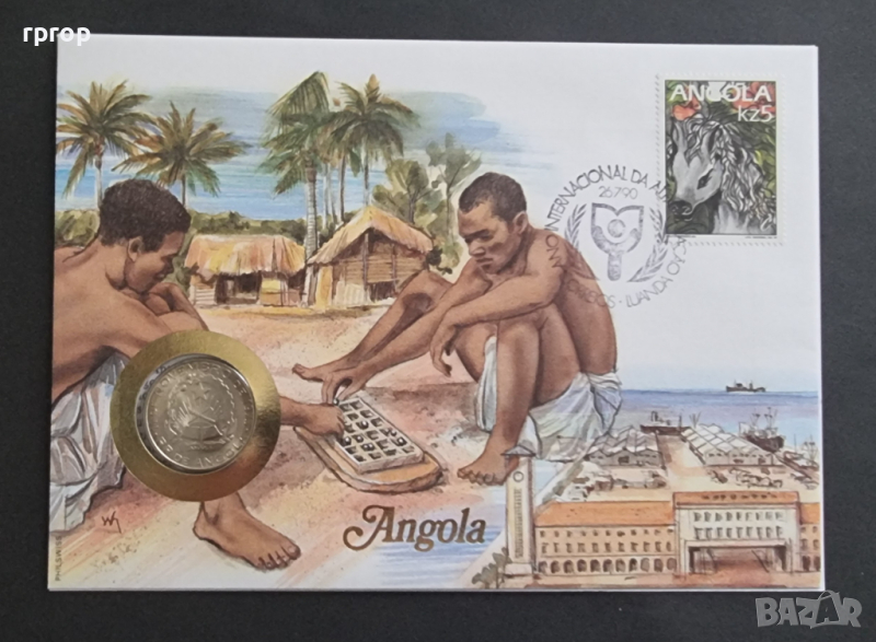Ангола Африка. 5 кванзас 1975 година. Чисто нов. Нумизматичен плик ., снимка 1