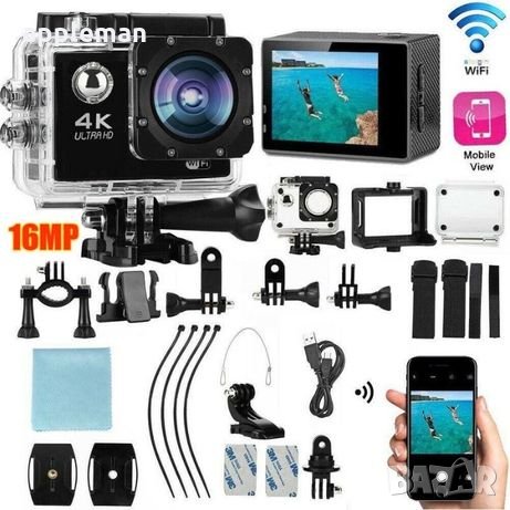 Истинска WiFi FullHD Action Camera водоустойчива камера тип GoPro, снимка 1