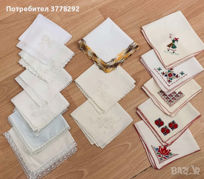 Копринени бродирани и други нови дамски и мъжки носни кърпи.Минимална поръчка 20 лв, снимка 1