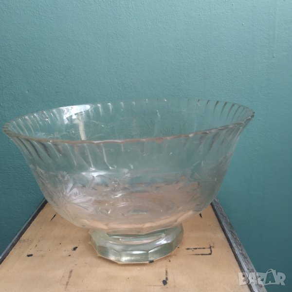 стара стъклена купа,фруктиера, снимка 1