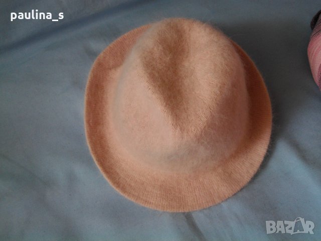 Розова феерия / комплект от ангорско бомбе, шал с топки от естествена заешка кожа, снимка 5 - Шапки - 30288888