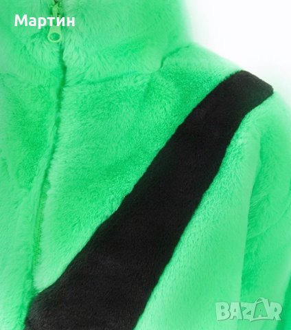 Дамско яке Nike Faux Fur Green - размер XS/S, снимка 2 - Якета - 40677623