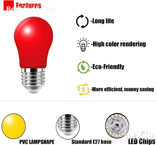 Пакет от 10 3W E27 A50 LED крушки с винтова капачка за сватба, Хелоуин, Коледа, парти, бар, снимка 3 - Крушки - 55899028