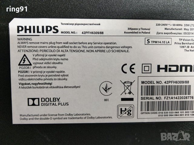Подсветка TV Philips 42PFH6309/88, снимка 3 - Части и Платки - 29760045