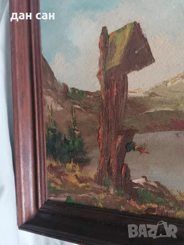 пейзаж Матерхорн подпис маслени бои Швейцария, снимка 3 - Антикварни и старинни предмети - 47660636