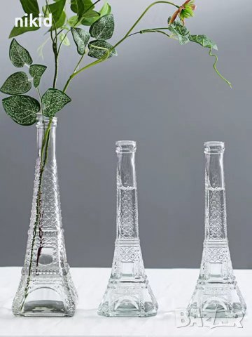 Стъклено шише стъклена бутилка Айфелова айфеловата кула, снимка 5 - Буркани, бутилки и капачки - 39150653