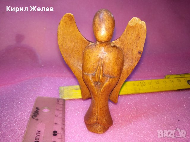 АРХАНГЕЛ АНГЕЛ СТАРА ДЪРВЕНА ФИГУРКА АРТ ДЪРВОРЕЗБА МАЙСТОРСКА ИЗРАБОТКА СТАТУЕТКА 35263, снимка 3 - Статуетки - 44187271