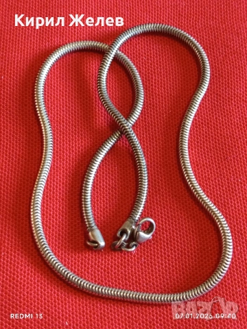Сребърна огърлица тип змийска верижка майсторска ръчна изработка 39944, снимка 3 - Колиета, медальони, синджири - 53015799