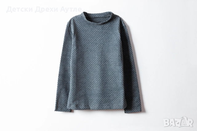 Сиво поло на черни точки за момичета – ново, българско производство (110–128)