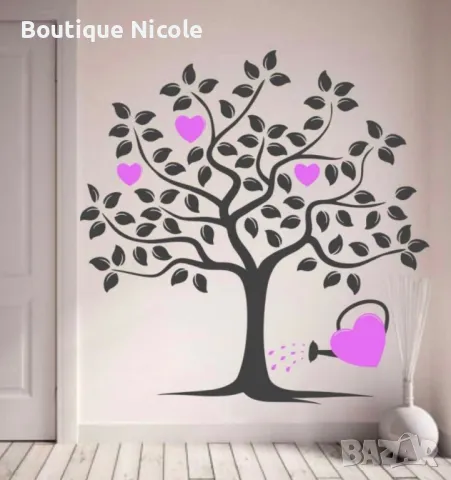Стикер за стена Дърво с лейка  , снимка 2 - Декорация за дома - 48875518