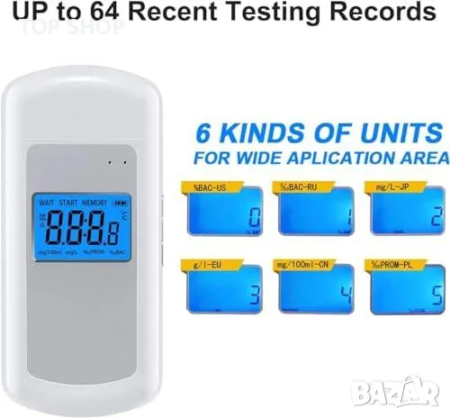 Нов Алкохол Тестер с Висока Точност и Различни Единици, Дълга Батерия, снимка 5 - Тримери - 49321299