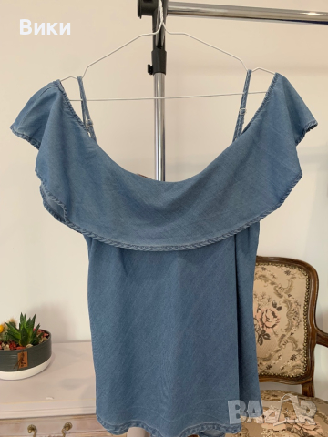 Дамски топ от мек деним в размер 38, М, снимка 10 - Корсети, бюстиета, топове - 44670360