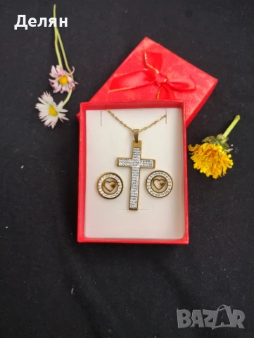 Дамски колиета с обеци от медицинска стомана, снимка 3 - Бижутерийни комплекти - 51143572