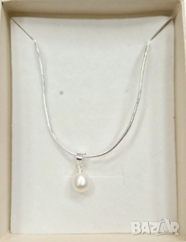 Синджир с една естествена перла със сертификат, снимка 3 - Колиета, медальони, синджири - 22460507