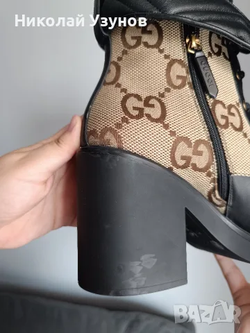 Оригинални дамски боти Gucci Jumbo GG Canvas Leather Boots, снимка 15 - Дамски боти - 55804964