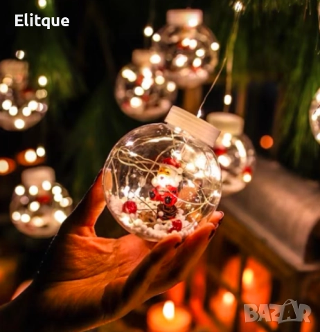 Светещ коледен гирлянд с рингове и малки коледни фигурки  , снимка 2 - Декорация за дома - 52904369