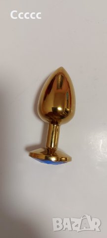 Метално  gungo butt plug gold Cristal dark blue 7 см