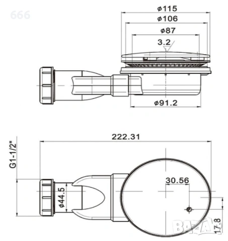 Изключително плосък душ сифон, ABS, Диаметър 90 мм, Хром, снимка 4 - ВИК - 54305305