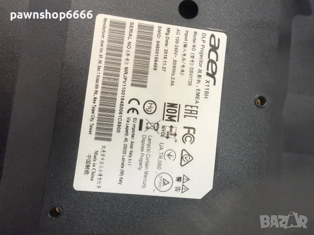 Мултимедиен проектор Acer X118H – Отлично състояние, снимка 7 - Плейъри, домашно кино, прожектори - 56315520