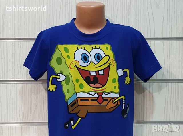 Нова детска синя тениска с дигитален печат Спондж боб, SpongeBob, снимка 8 - Детски тениски и потници - 31691067