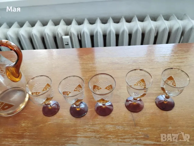 Чаши за вино с кана златен кант от средата на миналия век винтидж, снимка 6 - Чаши - 50280393