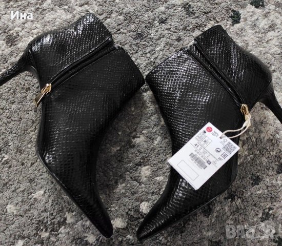 Черни боти Stradivarius змийска кожа на. 41, снимка 4 - Дамски боти - 31473578