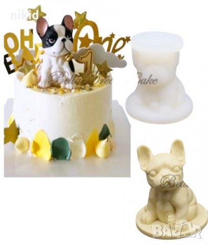3D Френски Булдог куче силиконов молд форма декорация торта фондан шоколад гипс смола 