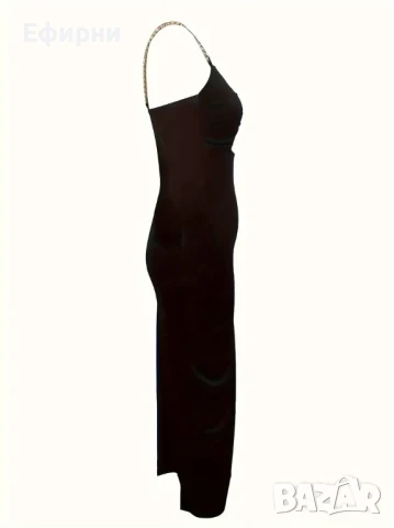 Дълга черна рокля, Елегантна черна рокля, снимка 3 - Рокли - 51305927