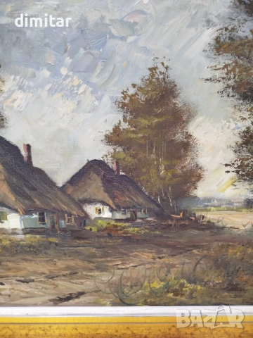 Пейзажна маслена картина върху платно с подпис  , снимка 6 - Картини - 53874457