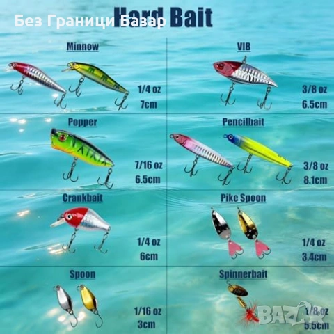 Нов комплект 130 части риболовни примамки блесни куки кутия щука костур, снимка 2 - Въдици - 54092703