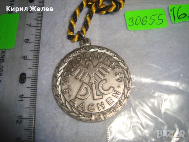 1969г. ПОСРЕБРЕН КРАСИВ НЕМСКИ РЕТРО ААХЕН РЕЛИГИОЗНА ТЕМАТИКА МЕДАЛ с ШНУРЧЕ 30655, снимка 5 - Антикварни и старинни предмети - 37970951