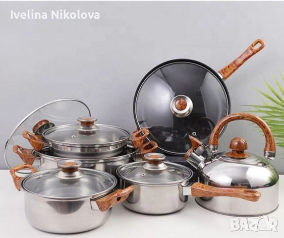 Кухненски комплект за готвене с охлаждащи дръжки, 12 части, снимка 4 - Съдове за готвене - 52477246