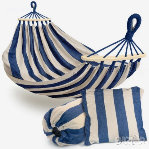 Хамак XXL с възглавница и чанта — максимален комфорт до 250 кг за релакс навън, снимка 2 - Други - 53331525