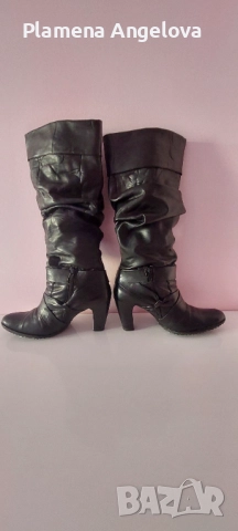 Гръцки кожени ботуши на висок ток, снимка 3 - Детски боти и ботуши - 52351346