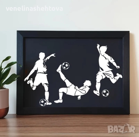 Футбол футболист топка шаблон стенсил за декорация на торта скрапбукинг дърво текстил , снимка 2 - Други - 52620996