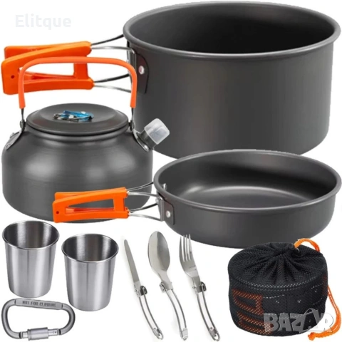 Къмпинг комплект за готвене XXL от 15 части – Пълен сет от анодиран алуминий, снимка 16 - Други стоки за дома - 54189372