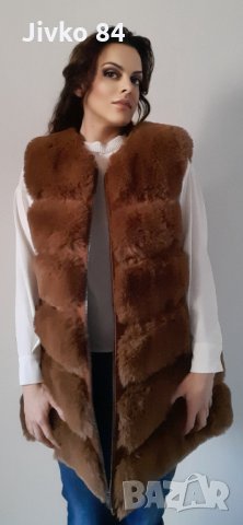 Дълги дамски естествени елеци  от РЕКС (кралски заек), снимка 4 - Елеци - 34299744