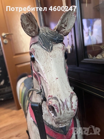 Античен дървен кон. Колекционерски предмет. Декорация, снимка 5 - Статуетки - 54230017