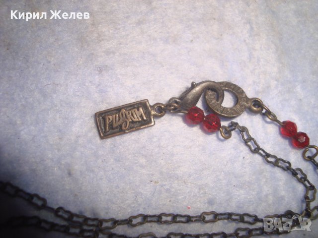 PILGRIM МАРКОВО СКЪПОЦЕННО БРОНЗОВО АРТ ДЕКО КОЛИЕ с ФАСЕТИРАН ГРАНАТ и ФИГУРАЛЕН МЕДАЛЬОН ФЕЯ 27919, снимка 4 - Колиета, медальони, синджири - 37095076