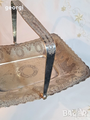 Стара английска посребрена фруктиера поднос 28/4, снимка 7 - Антикварни и старинни предмети - 51942237