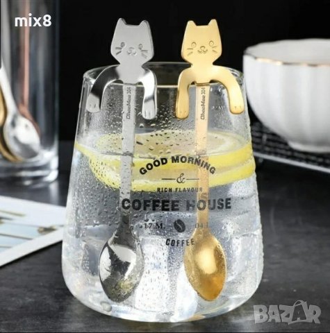 Комплект чаени лъжички котка, снимка 2 - Прибори за хранене, готвене и сервиране - 44477903