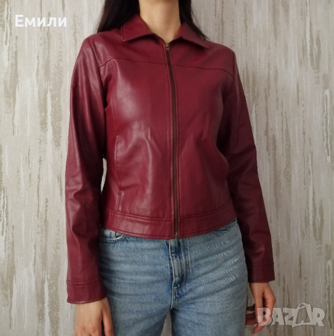 Zara дамско яке от изкуствена кожа в червен цвят р-р S, снимка 3 - Якета - 44518164