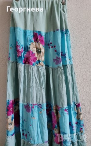 Красива дълга пола в тюркюазен цвят, снимка 3 - Поли - 37741163