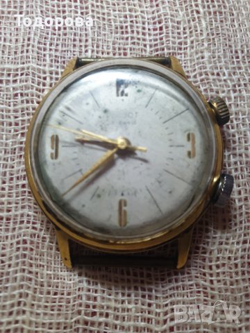 Полет -позлатен- 20 микрона,механичен  с опция -аларма.Работещ., снимка 4 - Антикварни и старинни предмети - 39803303