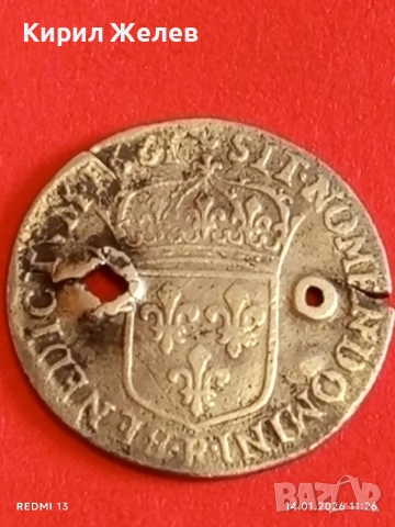 Сребърна монета 1/12 екю 1661г. Луй XIV Франция за КОЛЕКЦИЯ 52899, снимка 9 - Нумизматика и бонистика - 53094252