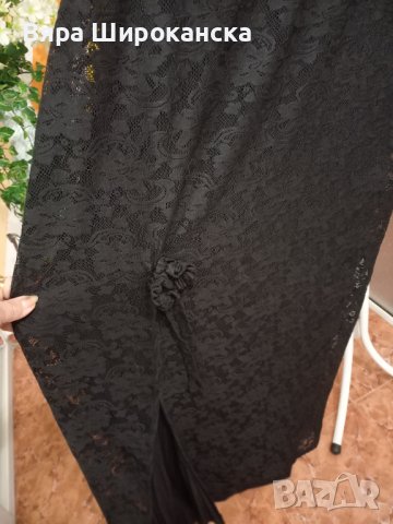 Официална черна дантелена рокля за едра дама. Размер: XL, 2XL. Наситено черен цвят. , снимка 5 - Рокли - 40523084