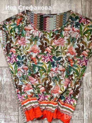 Уникална блуза тропик розаво фламинго 2XL , снимка 4 - Тениски - 37826946