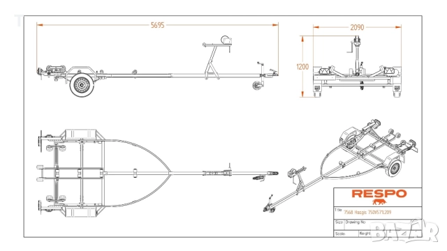 НОВO ремарке Колесар за лодка RESPO 750V571L209, снимка 12 - Ремаркета - 46406833