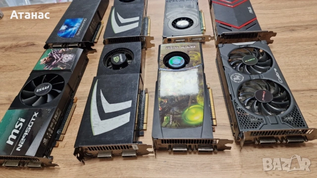 8 редки графични карти NVIDIA (GTX 295, 470, 9800 GT и други) – НЕРАБОТЕЩИ, снимка 3 - Видеокарти - 54218749